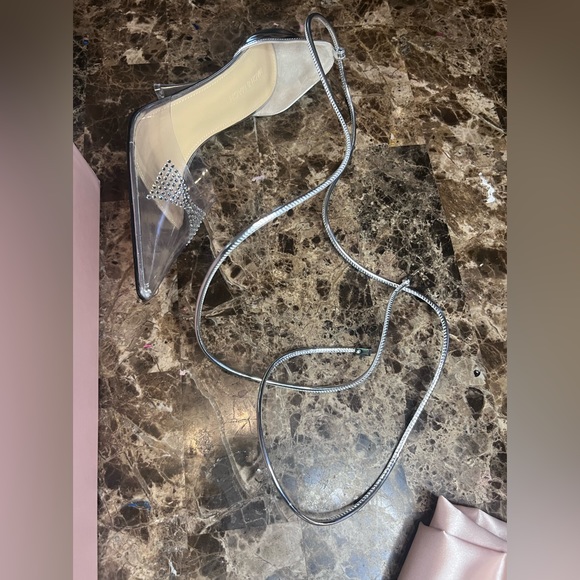 Mach & Mach Bow-shaped crystals & PVC detail Pump Clear/Silver SZ 40EU/10US NWOB - Picture 5 of 15